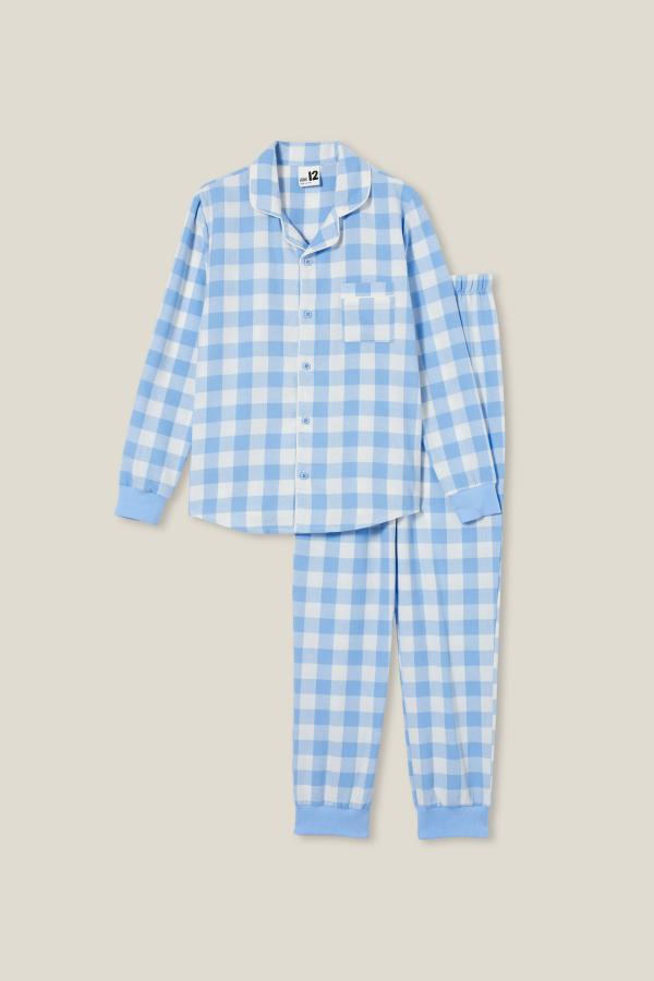 Cotton On Kids - Wilson Long Sleeve Pyjama Set - Dusk blue/gingham
