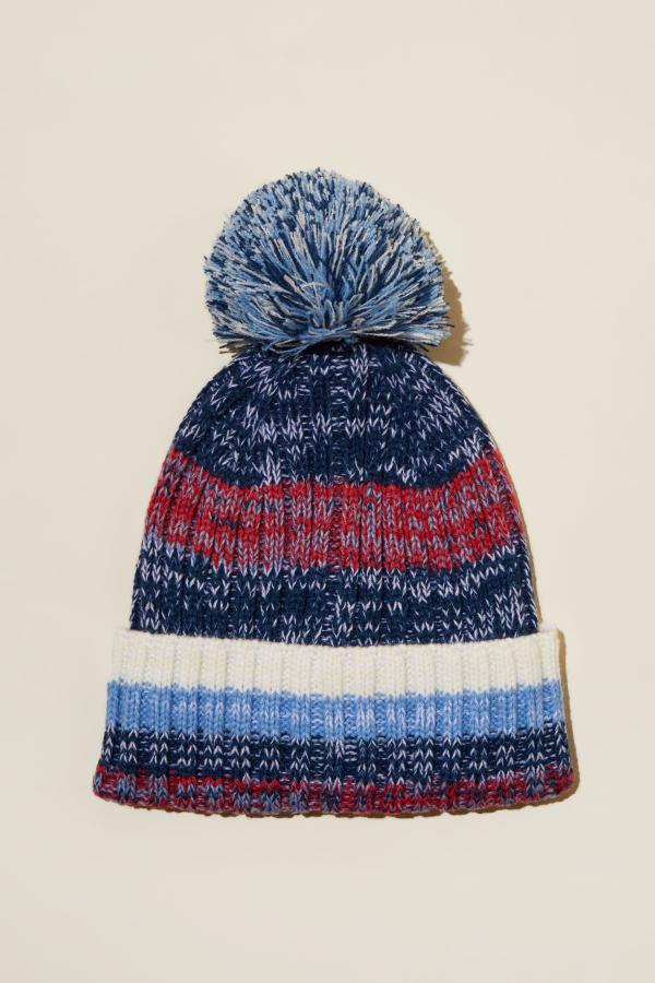 Cotton On Kids - Winter Striped Knit Beanie - In the navy/multi stripe