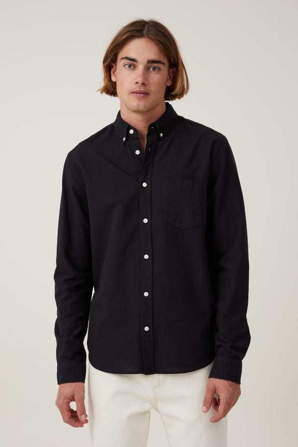 Cotton On Men - Mayfair Long Sleeve Shirt - Black