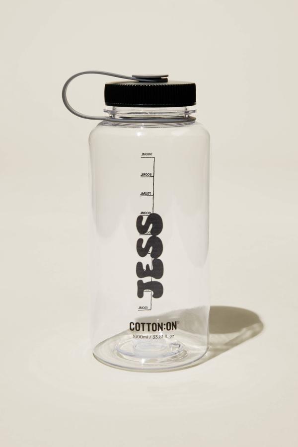 Cotton On Men - Personalised Hiking Drink Bottle - Clear/black/grey