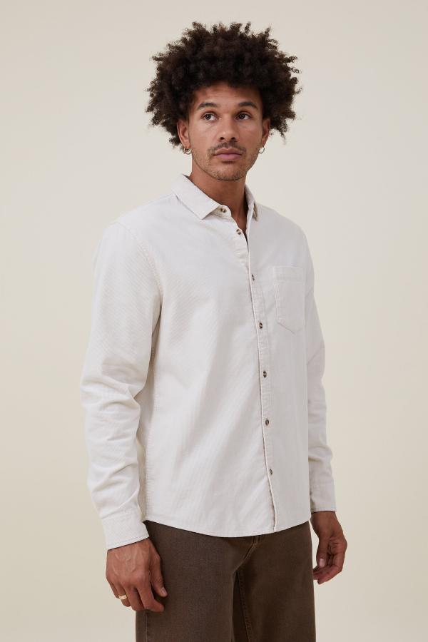 Cotton On Men - Portland Long Sleeve Shirt - Bone cord