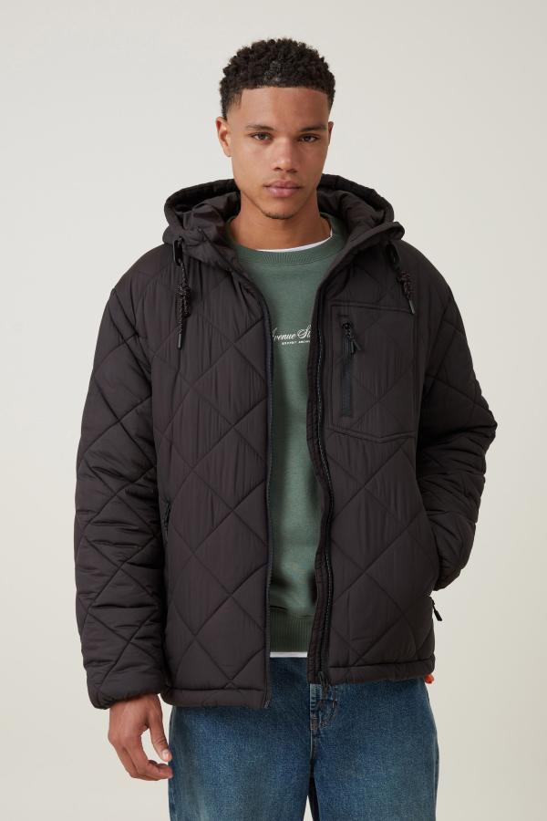 Cotton On Men - Recycled Puffer Hoodie - Black