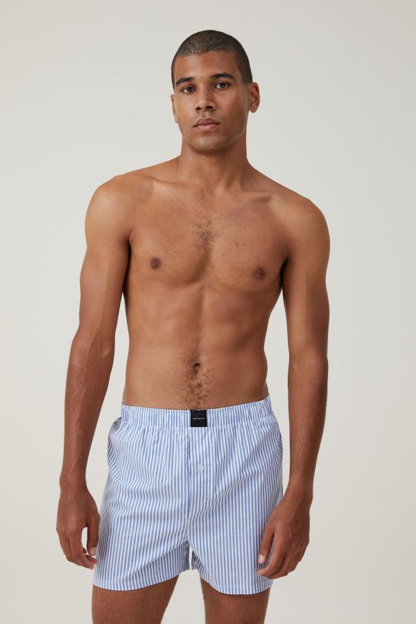 Cotton On Men - Stretch Boxer Short - Blue/white stripe