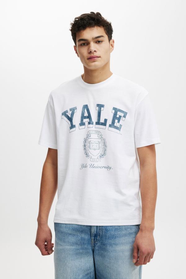 Cotton On Men - Yale Loose Fit College T-Shirt - Lcn yal white/yale - arch