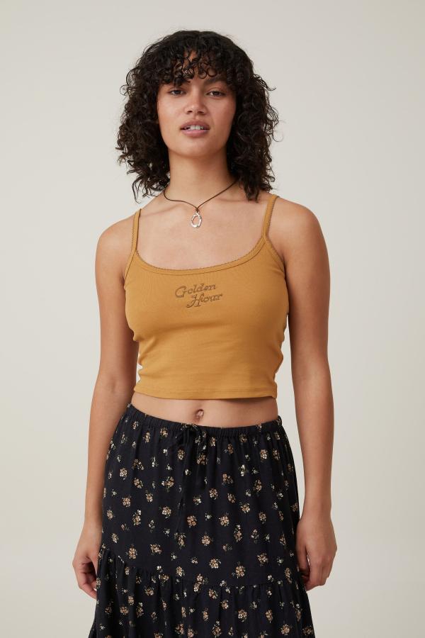 Cotton On Women - 90 S Graphic Strappy Cami - Golden hour/golden sand
