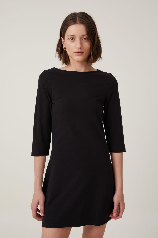 Cotton On Women - Bella Long Sleeve Mini Dress - Black