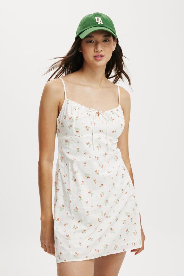 Cotton On Women - Billie Tie Detail Mini Dress - Sophie strawberry