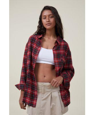 Cotton On Women - Boyfriend Flannel Shirt - Charlie check red