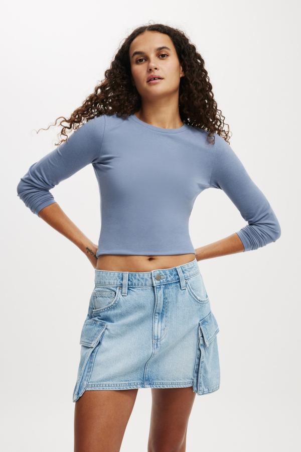 Cotton On Women - Cargo Denim Mini Skirt - Cloud blue