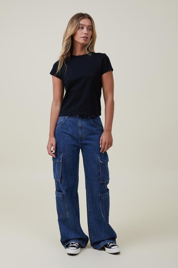 Cotton On Women - Cargo Wide Leg Jean - Nordic blue