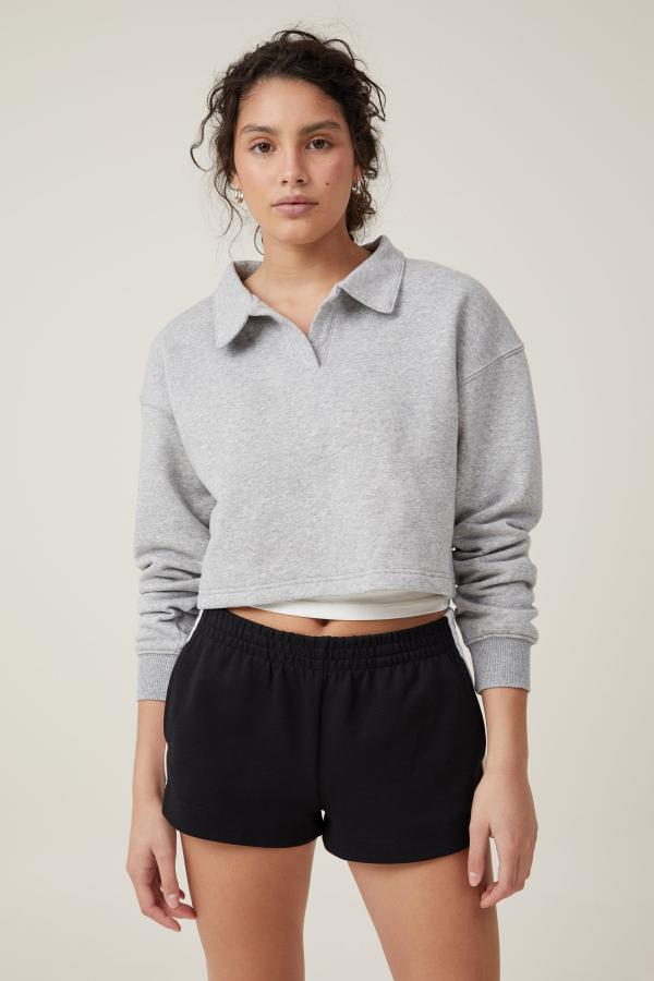 Cotton On Women - Classic Fleece Collared Sweatshirt - Grey marle