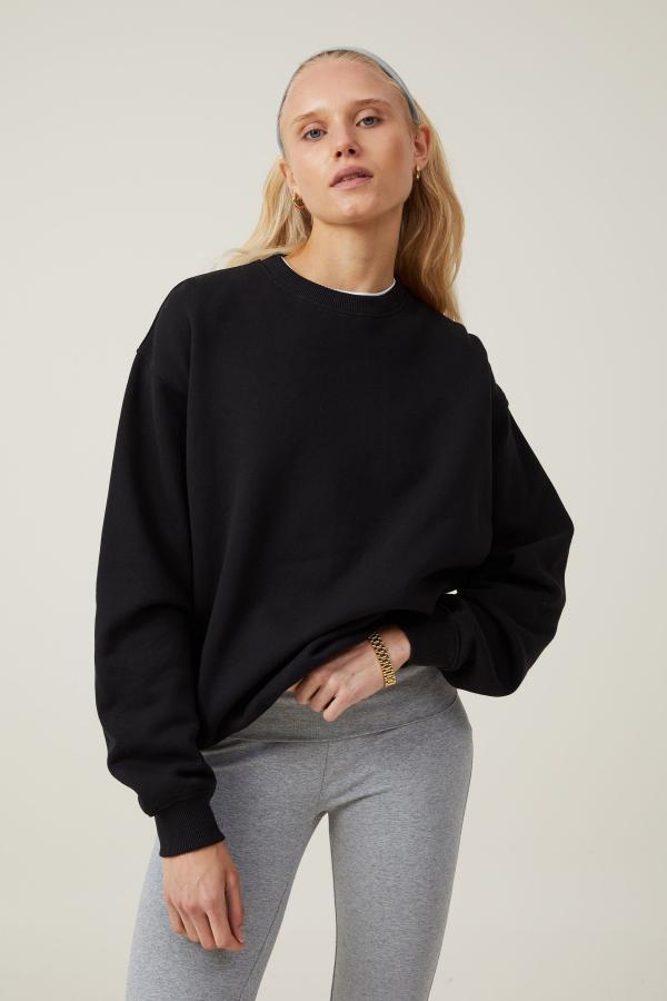 Cotton On Women - Classic Fleece Crew Sweatshirt - Black