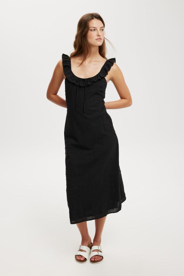 Cotton On Women - Coco Textured Dress - Black dobby