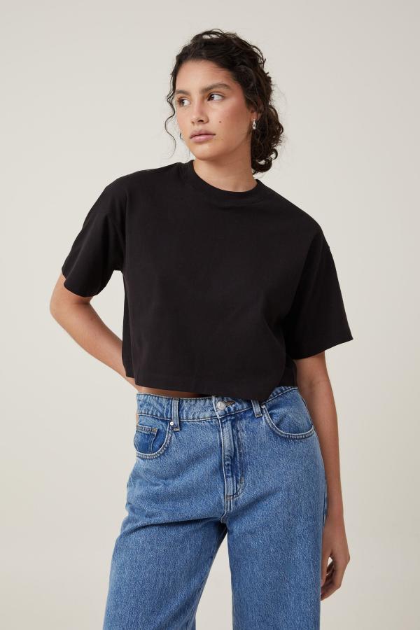 Cotton On Women - Cropped Boxy Tee - Black