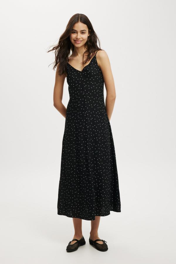 Cotton On Women - Haven V Neck Maxi Dress - Polka dot black