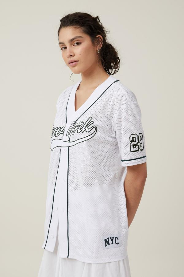 Cotton On Women - Jersey Graphic Baseball Shirt - New york/ white