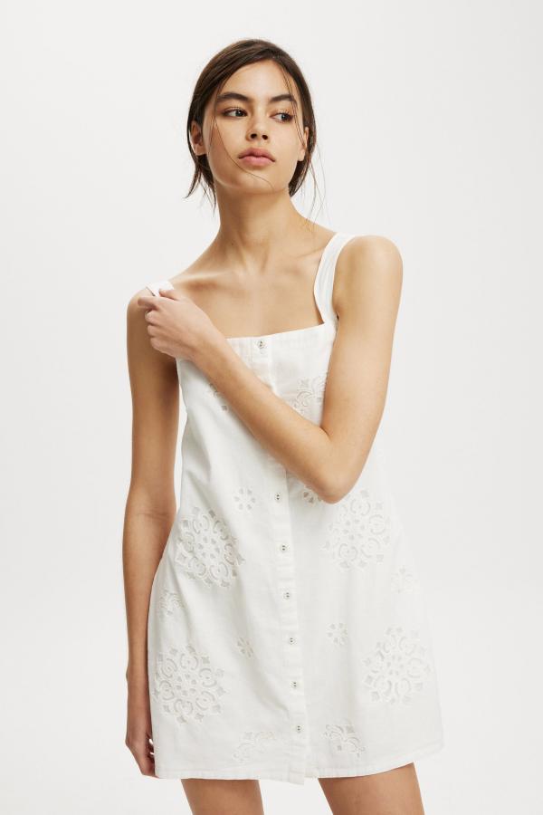 Cotton On Women - Kyha Embroidered Mini Dress - White