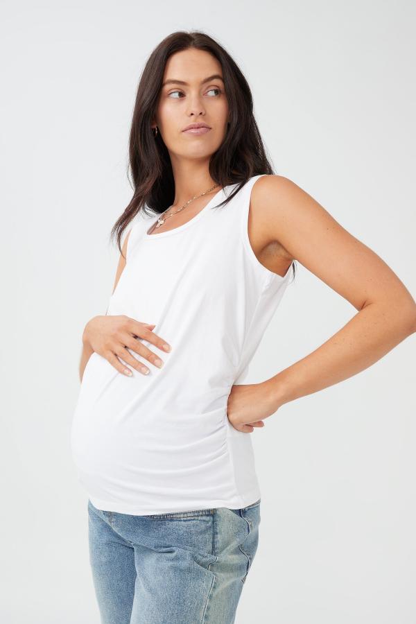 Cotton On Women - Maternity Everyday Gathered Side Tank - White