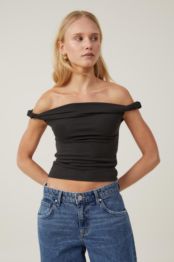 Cotton On Women - Phoebe Twist Short Sleeve Top - Black
