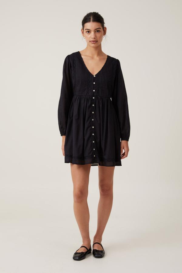 Cotton On Women - Quincy Long Sleeve Mini Dress - Black