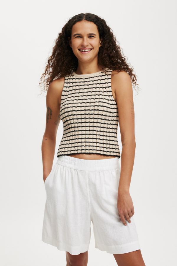 Cotton On Women - Rib Knit Tank - Stone stripe