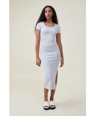 Cotton On Women - Rib Short Sleeve Midi Dress - Light grey marle