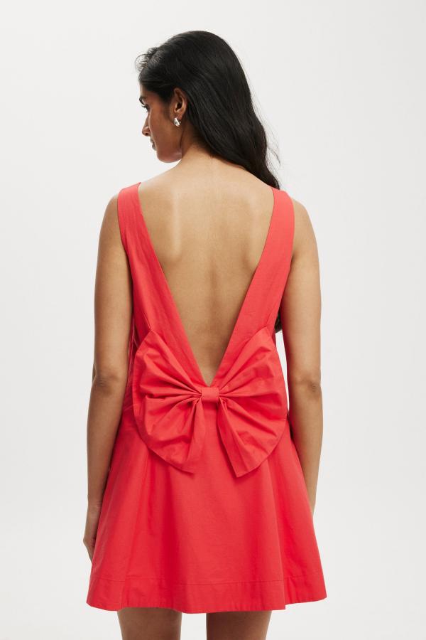 Cotton On Women - Rsvp Bow Low Back Mini Dress - Summer red