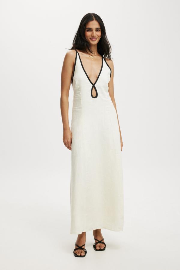 Cotton On Women - Rsvp Keyhole Linen Maxi Dress - Lemon icing