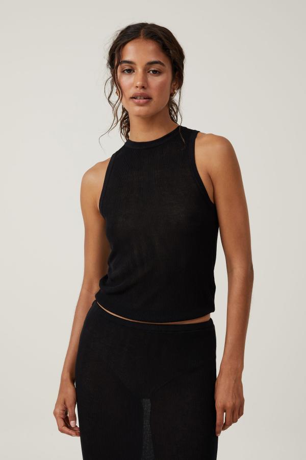 Cotton On Women - Sheer Knit Tank - Black