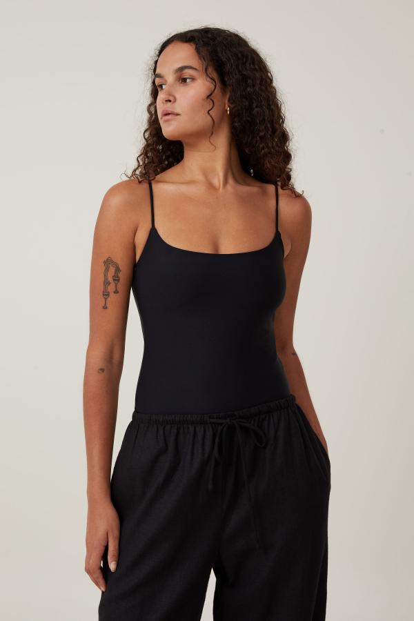 Cotton On Women - Smooth Straight Neck Bodysuit - Black