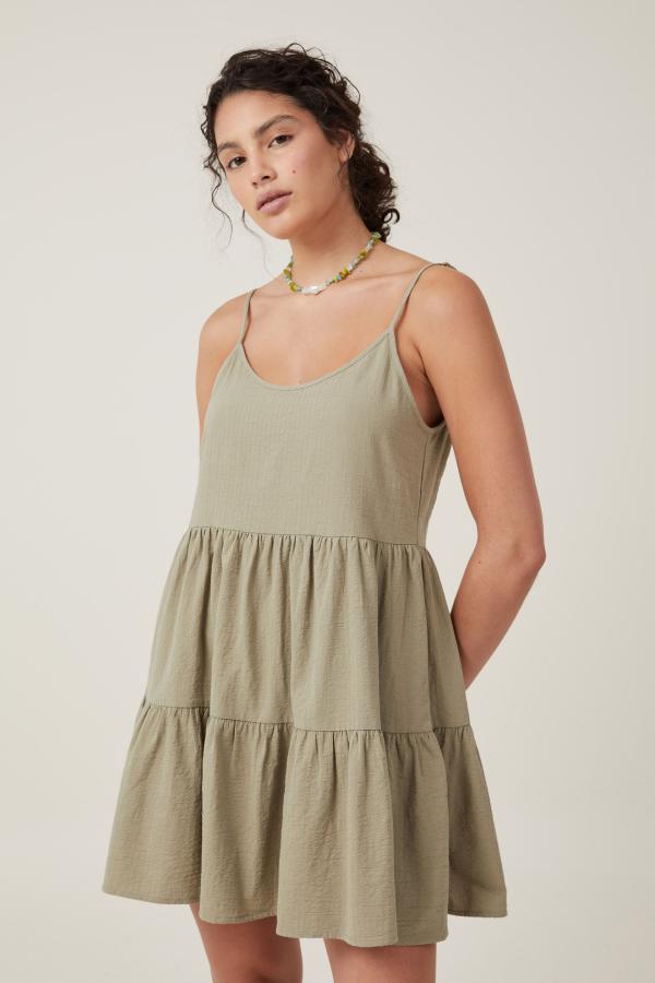 Cotton On Women - Summer Tiered Mini Dress - Desert sage