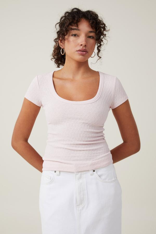 Cotton On Women - Tyla Scoop Neck Short Sleeve Top - Soft pink