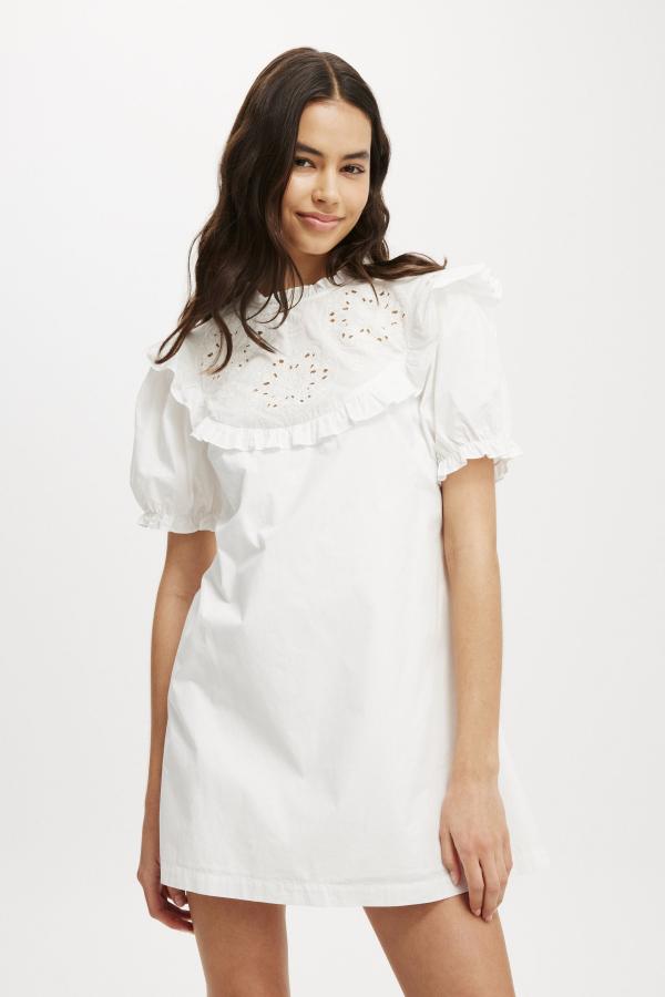 Cotton On Women - Zoe Cutwork Ruffle Mini Dress - White