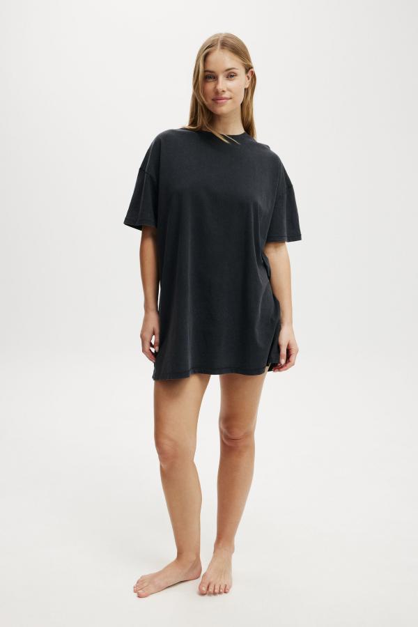 Body - 90S Jersey T-Shirt Nightie - Washed black