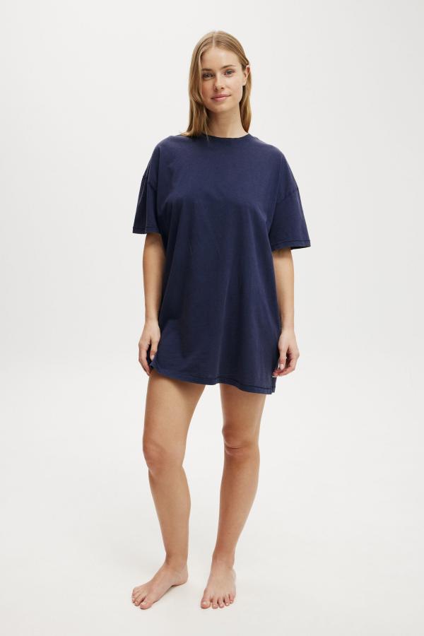 Body - 90S Jersey T-Shirt Nightie - Washed navy