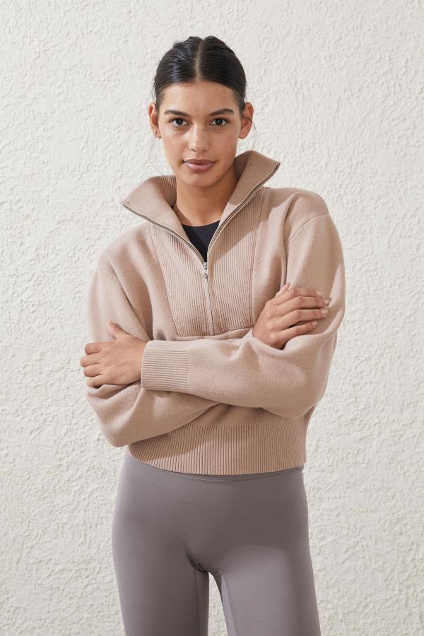 Body - Active Knit Half Zip Jumper - Affogato