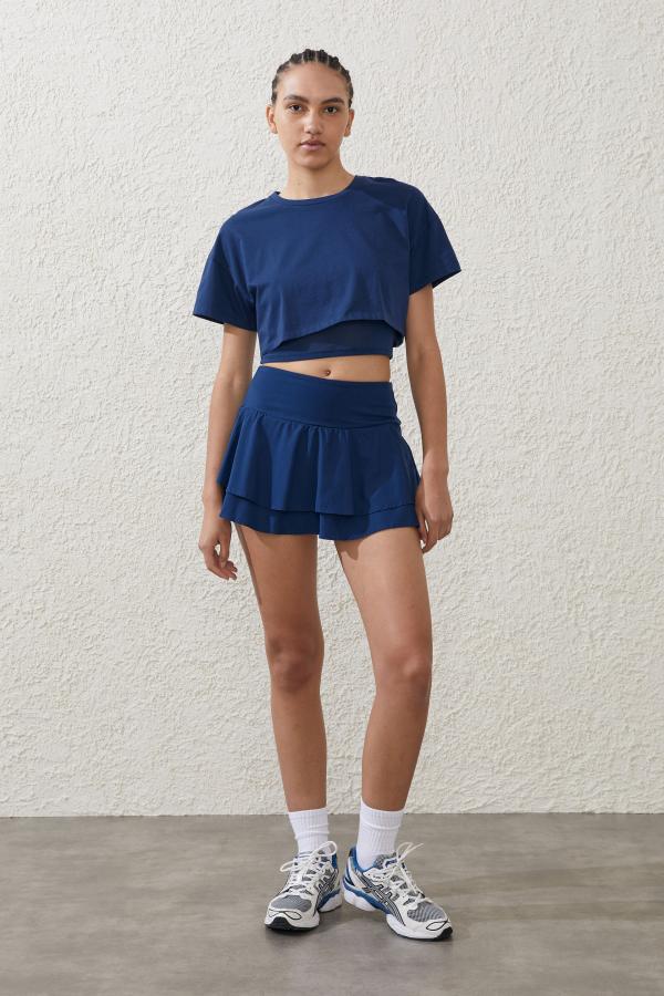 Body - Active Woven Ruffle Hem Skirt - Navy peony