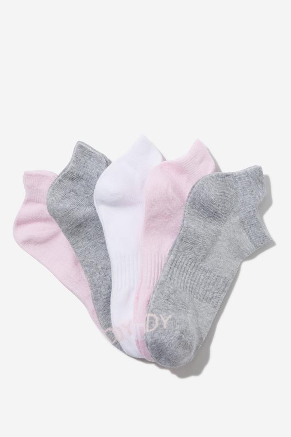 Body - Body 5Pk Ankle Sport Sock - Millennial pink / grey marle