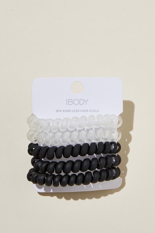 Body - Coil Hair Ties 5Pk - Black/clear