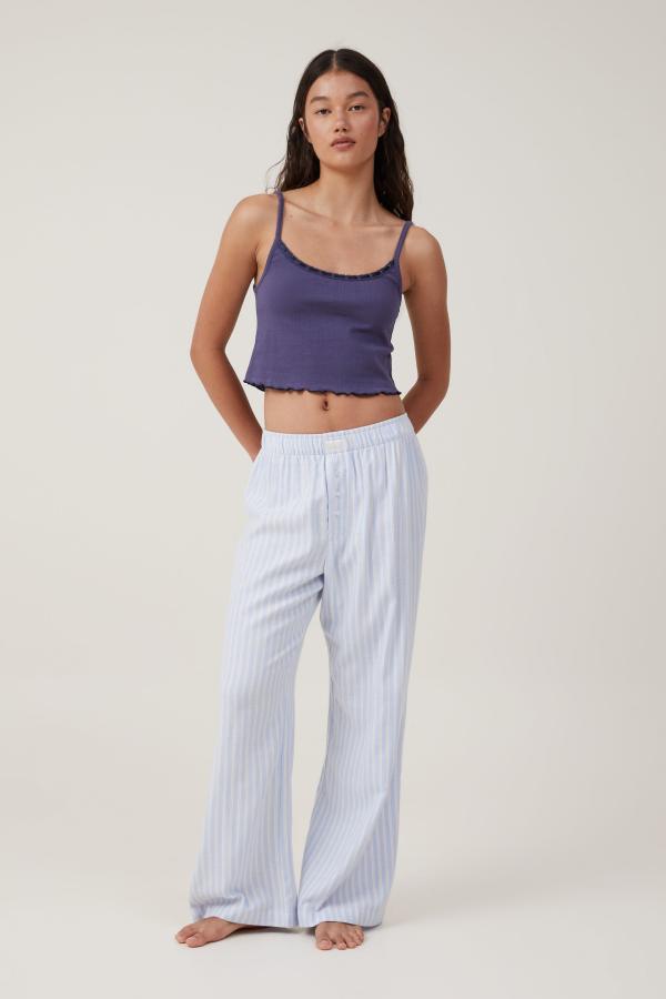 Body - Flannel Boyfriend Boxer Pant - Blue/white/panna cotta stripe