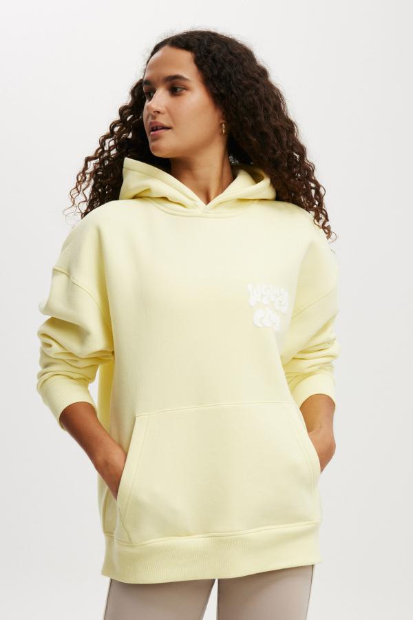 Body - Plush Premium Graphic Hoodie - Yellow dream/bhwc wellness club