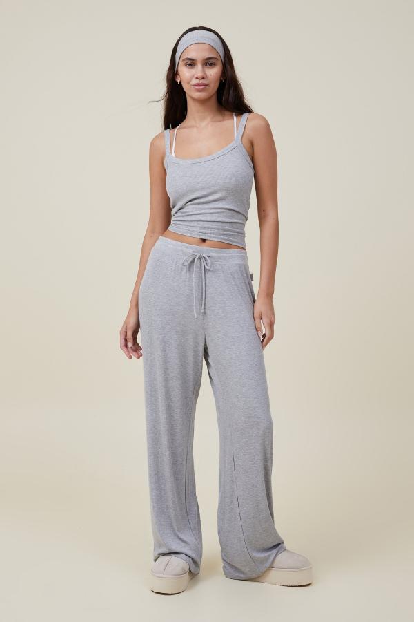 Body - Sleep Recovery Wide Leg Pant - Grey marle rib