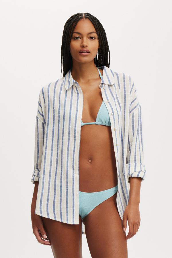 Body - The Essential Beach Shirt - Blue/natural stripe