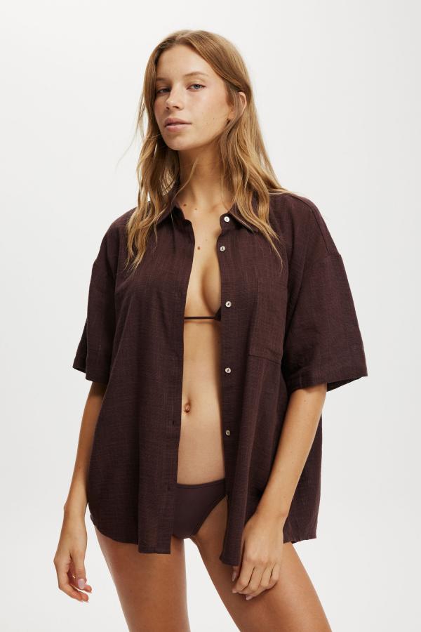 Body - The Essential Short Sleeve Beach Shirt - Willow brown