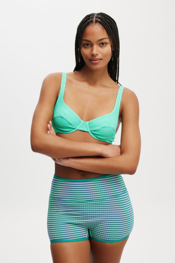 Body - Underwire Balconette Bikini Top - Mineral green crinkle