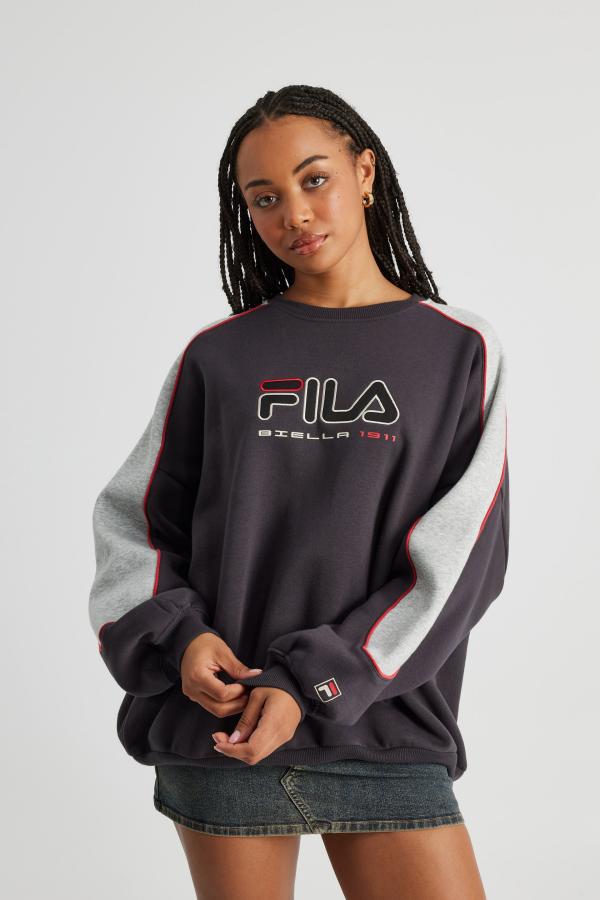 Factorie - Fila Lcn Original Crew Sweater - Grey marle/phantom fila