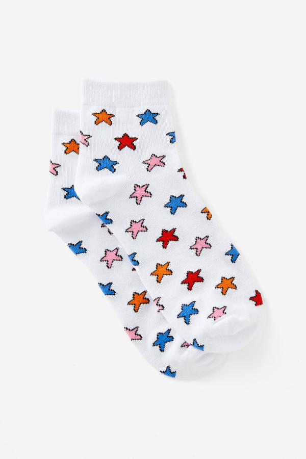 Factorie - Girls Everyday Quarter Sock - White multi stars