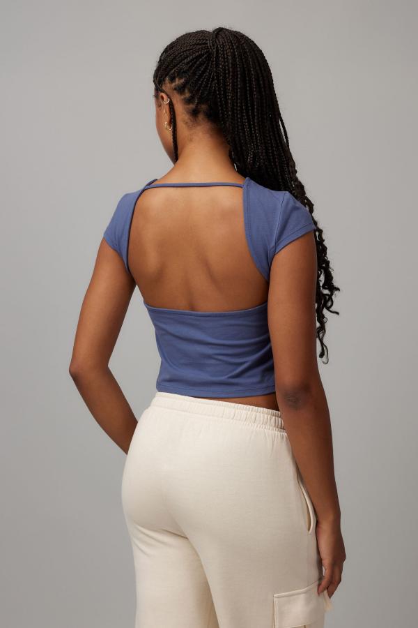 Factorie - Hailey Open Back Tee - Worn blue