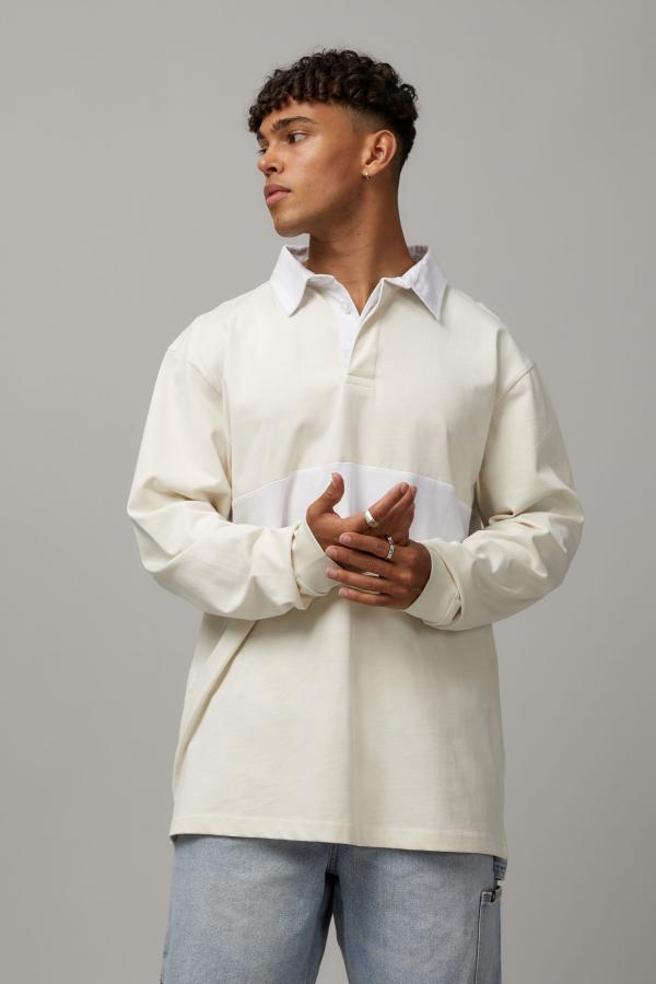 Factorie - Long Sleeve Polo - Ivory/white