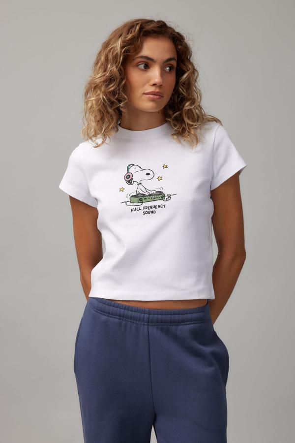 Factorie - Snoopy Slim Fit Graphic Tee - Lcn pea white/snoopy sound